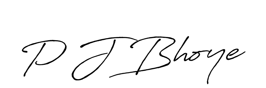 Create a beautiful signature design for name P J Bhoye. With this signature (Antro_Vectra_Bolder) fonts, you can make a handwritten signature for free. P J Bhoye signature style 7 images and pictures png