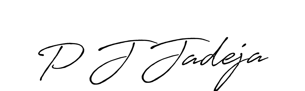 Design your own signature with our free online signature maker. With this signature software, you can create a handwritten (Antro_Vectra_Bolder) signature for name P J Jadeja. P J Jadeja signature style 7 images and pictures png