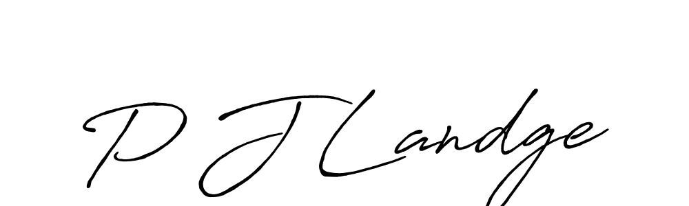 Make a beautiful signature design for name P J Landge. With this signature (Antro_Vectra_Bolder) style, you can create a handwritten signature for free. P J Landge signature style 7 images and pictures png