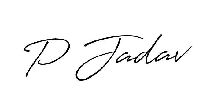Create a beautiful signature design for name P Jadav. With this signature (Antro_Vectra_Bolder) fonts, you can make a handwritten signature for free. P Jadav signature style 7 images and pictures png