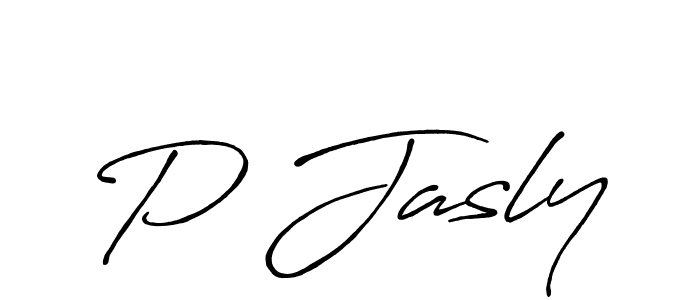 Make a beautiful signature design for name P Jasly. With this signature (Antro_Vectra_Bolder) style, you can create a handwritten signature for free. P Jasly signature style 7 images and pictures png