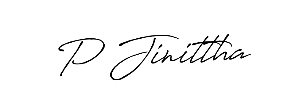 Use a signature maker to create a handwritten signature online. With this signature software, you can design (Antro_Vectra_Bolder) your own signature for name P Jinittha. P Jinittha signature style 7 images and pictures png