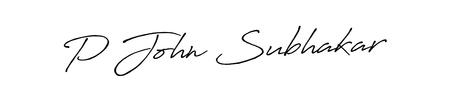 Create a beautiful signature design for name P John Subhakar. With this signature (Antro_Vectra_Bolder) fonts, you can make a handwritten signature for free. P John Subhakar signature style 7 images and pictures png