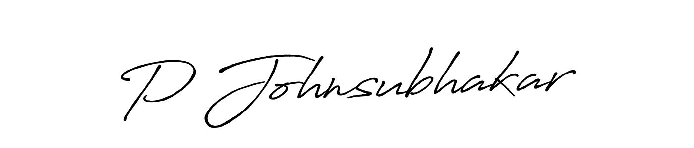 How to make P Johnsubhakar name signature. Use Antro_Vectra_Bolder style for creating short signs online. This is the latest handwritten sign. P Johnsubhakar signature style 7 images and pictures png