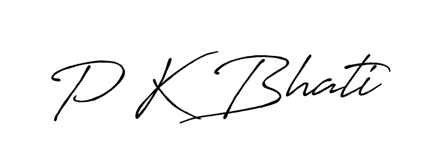 Create a beautiful signature design for name P K Bhati. With this signature (Antro_Vectra_Bolder) fonts, you can make a handwritten signature for free. P K Bhati signature style 7 images and pictures png