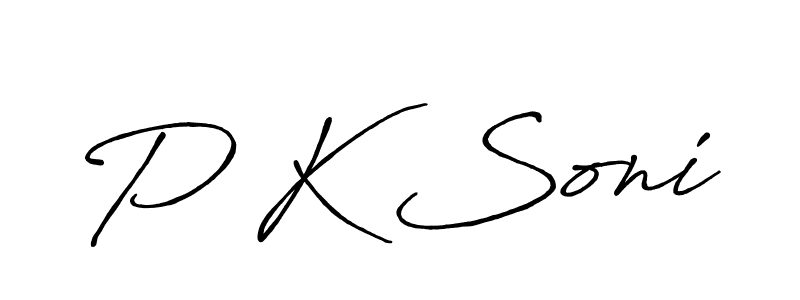 How to make P K Soni name signature. Use Antro_Vectra_Bolder style for creating short signs online. This is the latest handwritten sign. P K Soni signature style 7 images and pictures png