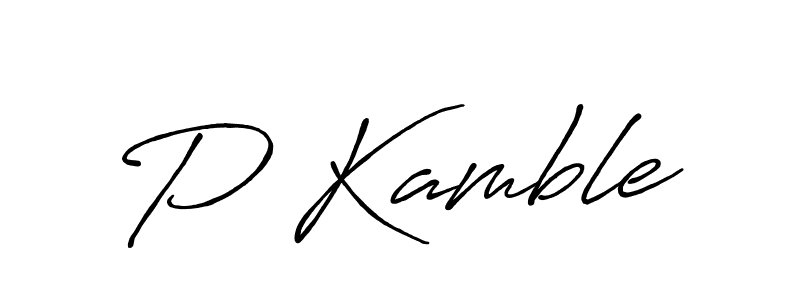 How to make P Kamble name signature. Use Antro_Vectra_Bolder style for creating short signs online. This is the latest handwritten sign. P Kamble signature style 7 images and pictures png