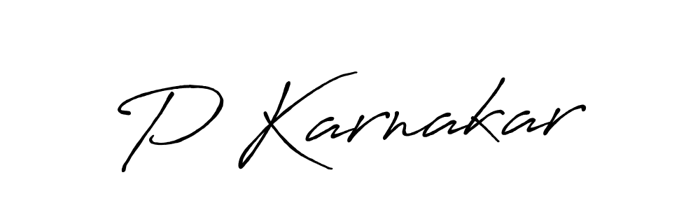 Design your own signature with our free online signature maker. With this signature software, you can create a handwritten (Antro_Vectra_Bolder) signature for name P Karnakar. P Karnakar signature style 7 images and pictures png