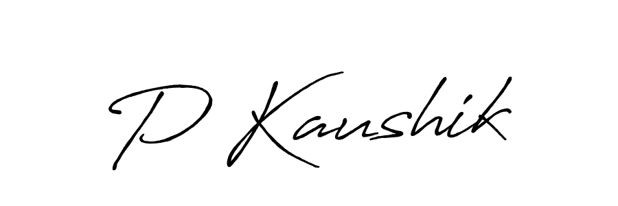 Design your own signature with our free online signature maker. With this signature software, you can create a handwritten (Antro_Vectra_Bolder) signature for name P Kaushik. P Kaushik signature style 7 images and pictures png