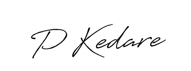 How to make P Kedare name signature. Use Antro_Vectra_Bolder style for creating short signs online. This is the latest handwritten sign. P Kedare signature style 7 images and pictures png