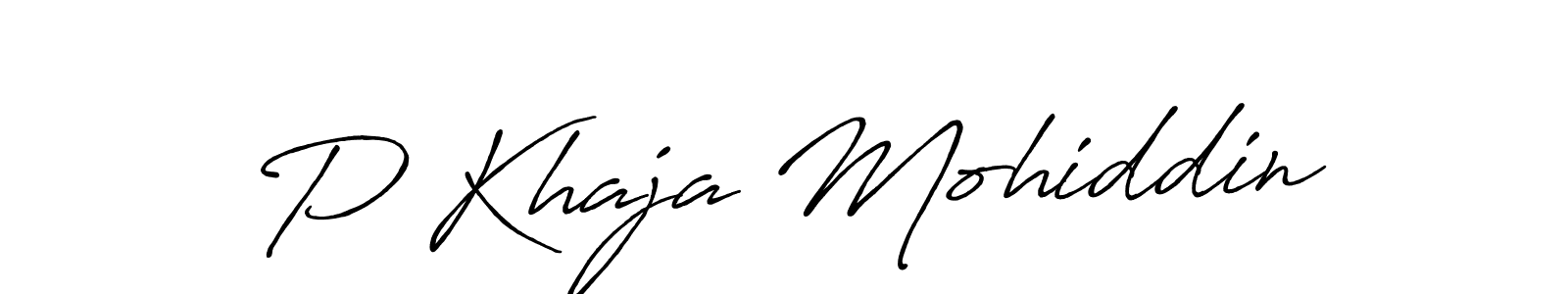 Make a beautiful signature design for name P Khaja Mohiddin. With this signature (Antro_Vectra_Bolder) style, you can create a handwritten signature for free. P Khaja Mohiddin signature style 7 images and pictures png