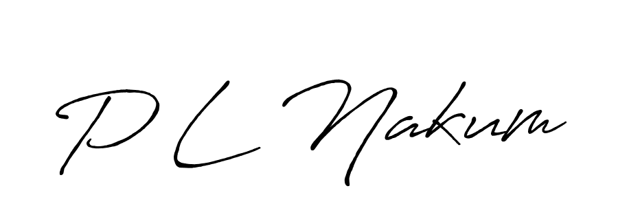 The best way (Antro_Vectra_Bolder) to make a short signature is to pick only two or three words in your name. The name P L Nakum include a total of six letters. For converting this name. P L Nakum signature style 7 images and pictures png