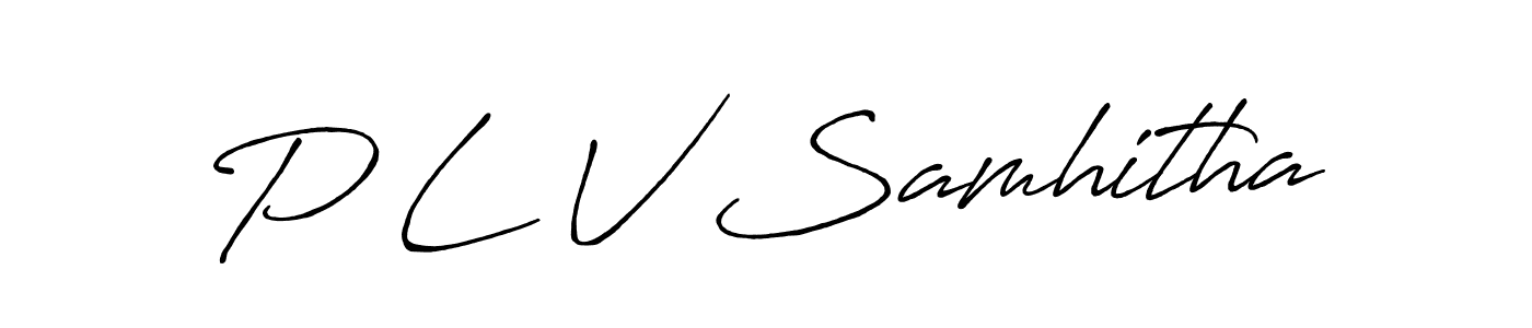 if you are searching for the best signature style for your name P L V Samhitha. so please give up your signature search. here we have designed multiple signature styles  using Antro_Vectra_Bolder. P L V Samhitha signature style 7 images and pictures png