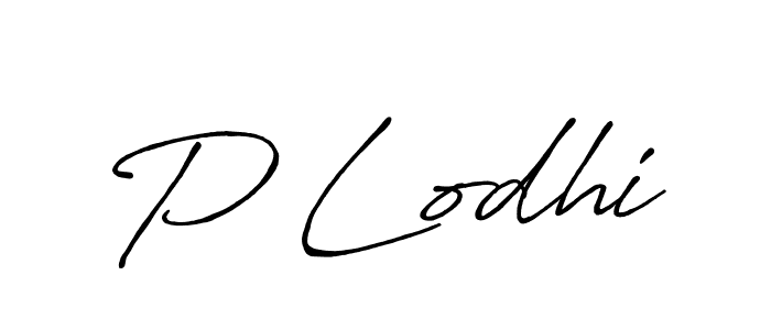 Make a beautiful signature design for name P Lodhi. With this signature (Antro_Vectra_Bolder) style, you can create a handwritten signature for free. P Lodhi signature style 7 images and pictures png