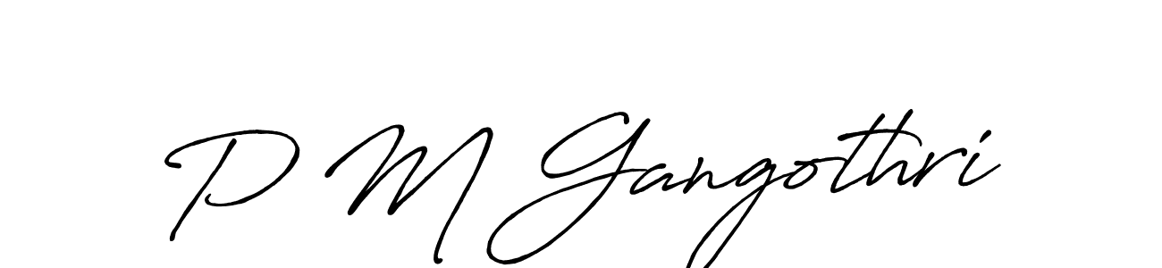 The best way (Antro_Vectra_Bolder) to make a short signature is to pick only two or three words in your name. The name P M Gangothri include a total of six letters. For converting this name. P M Gangothri signature style 7 images and pictures png