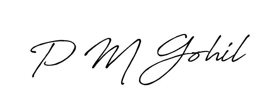 How to make P M Gohil signature? Antro_Vectra_Bolder is a professional autograph style. Create handwritten signature for P M Gohil name. P M Gohil signature style 7 images and pictures png