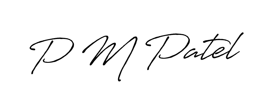 The best way (Antro_Vectra_Bolder) to make a short signature is to pick only two or three words in your name. The name P M Patel include a total of six letters. For converting this name. P M Patel signature style 7 images and pictures png