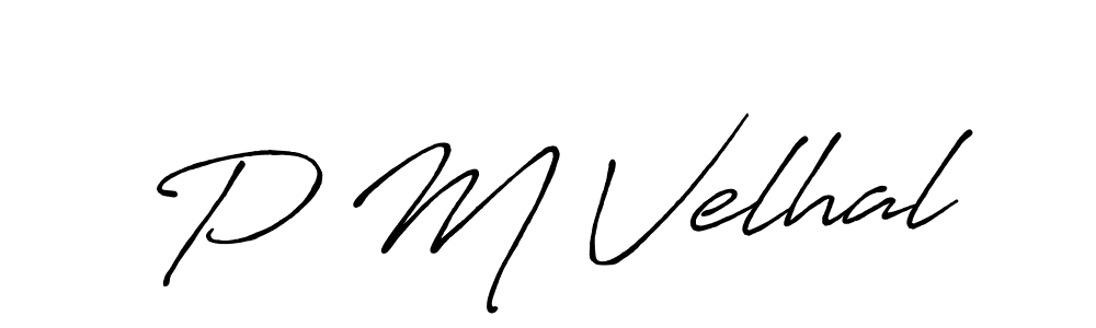 Design your own signature with our free online signature maker. With this signature software, you can create a handwritten (Antro_Vectra_Bolder) signature for name P M Velhal. P M Velhal signature style 7 images and pictures png
