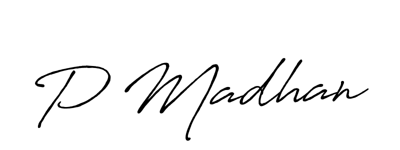 if you are searching for the best signature style for your name P Madhan. so please give up your signature search. here we have designed multiple signature styles  using Antro_Vectra_Bolder. P Madhan signature style 7 images and pictures png