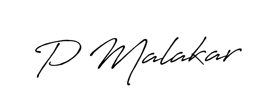 Design your own signature with our free online signature maker. With this signature software, you can create a handwritten (Antro_Vectra_Bolder) signature for name P Malakar. P Malakar signature style 7 images and pictures png