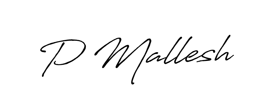 Create a beautiful signature design for name P Mallesh. With this signature (Antro_Vectra_Bolder) fonts, you can make a handwritten signature for free. P Mallesh signature style 7 images and pictures png