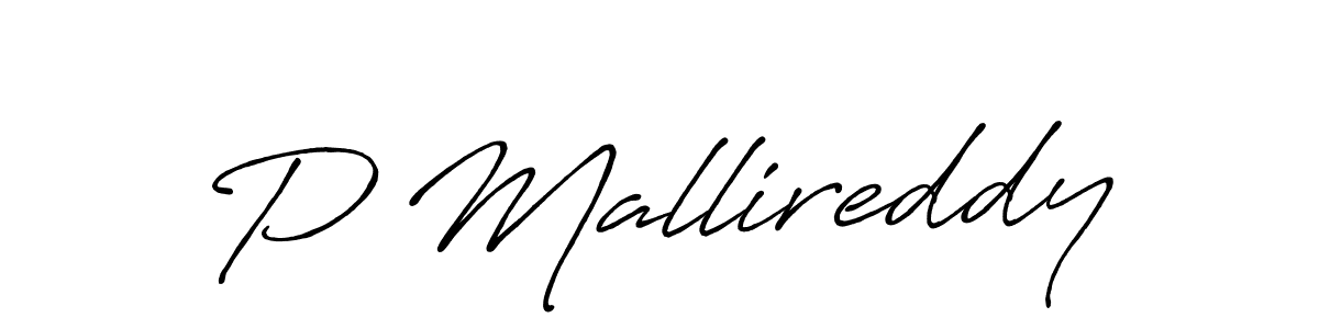 Create a beautiful signature design for name P Mallireddy. With this signature (Antro_Vectra_Bolder) fonts, you can make a handwritten signature for free. P Mallireddy signature style 7 images and pictures png