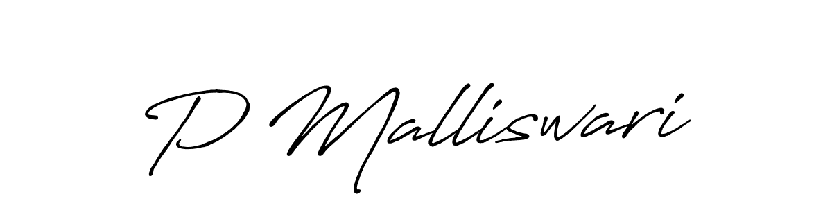Create a beautiful signature design for name P Malliswari. With this signature (Antro_Vectra_Bolder) fonts, you can make a handwritten signature for free. P Malliswari signature style 7 images and pictures png