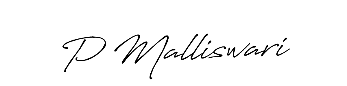 Create a beautiful signature design for name P Malliswari. With this signature (Antro_Vectra_Bolder) fonts, you can make a handwritten signature for free. P Malliswari signature style 7 images and pictures png