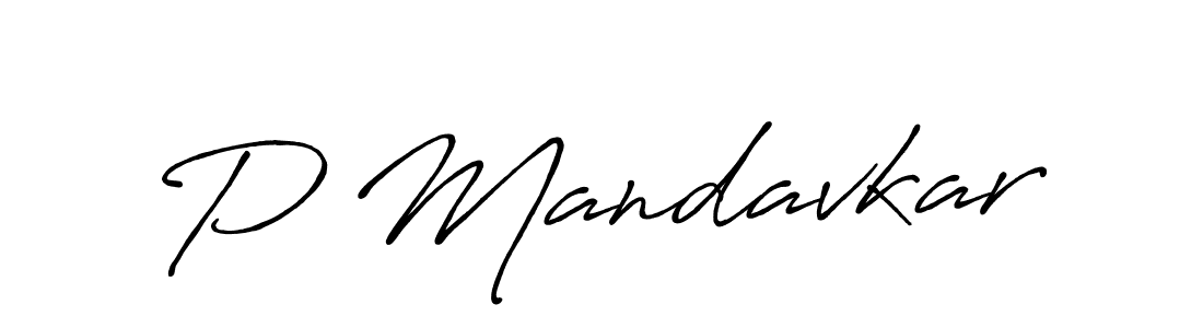 Create a beautiful signature design for name P Mandavkar. With this signature (Antro_Vectra_Bolder) fonts, you can make a handwritten signature for free. P Mandavkar signature style 7 images and pictures png