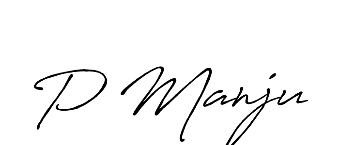 How to make P Manju name signature. Use Antro_Vectra_Bolder style for creating short signs online. This is the latest handwritten sign. P Manju signature style 7 images and pictures png