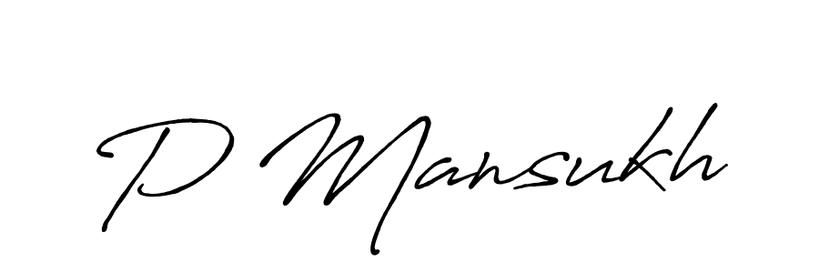 P Mansukh stylish signature style. Best Handwritten Sign (Antro_Vectra_Bolder) for my name. Handwritten Signature Collection Ideas for my name P Mansukh. P Mansukh signature style 7 images and pictures png