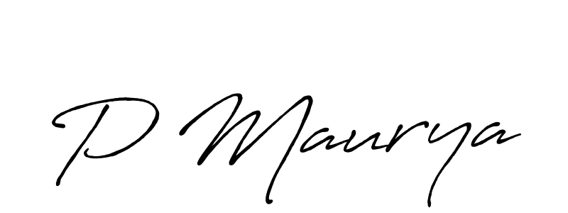Create a beautiful signature design for name P Maurya. With this signature (Antro_Vectra_Bolder) fonts, you can make a handwritten signature for free. P Maurya signature style 7 images and pictures png