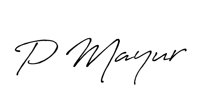 Design your own signature with our free online signature maker. With this signature software, you can create a handwritten (Antro_Vectra_Bolder) signature for name P Mayur. P Mayur signature style 7 images and pictures png