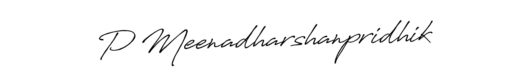 How to make P Meenadharshanpridhik name signature. Use Antro_Vectra_Bolder style for creating short signs online. This is the latest handwritten sign. P Meenadharshanpridhik signature style 7 images and pictures png