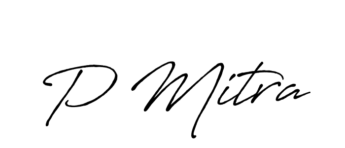 How to make P Mitra name signature. Use Antro_Vectra_Bolder style for creating short signs online. This is the latest handwritten sign. P Mitra signature style 7 images and pictures png