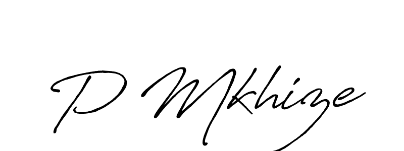 Create a beautiful signature design for name P Mkhize. With this signature (Antro_Vectra_Bolder) fonts, you can make a handwritten signature for free. P Mkhize signature style 7 images and pictures png