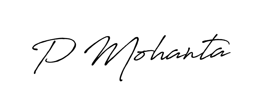 Use a signature maker to create a handwritten signature online. With this signature software, you can design (Antro_Vectra_Bolder) your own signature for name P Mohanta. P Mohanta signature style 7 images and pictures png