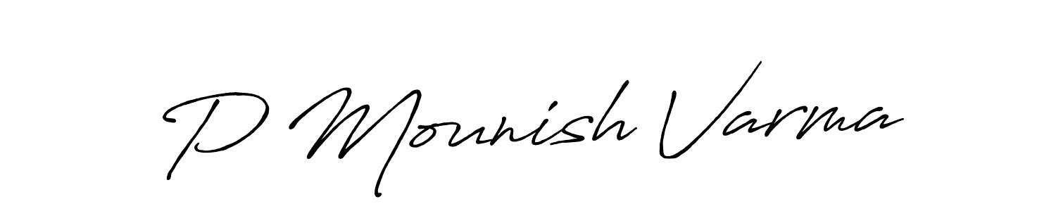 Make a short P Mounish Varma signature style. Manage your documents anywhere anytime using Antro_Vectra_Bolder. Create and add eSignatures, submit forms, share and send files easily. P Mounish Varma signature style 7 images and pictures png