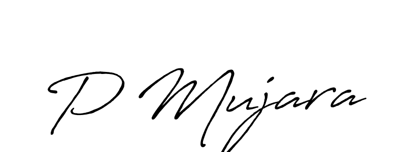 How to make P Mujara name signature. Use Antro_Vectra_Bolder style for creating short signs online. This is the latest handwritten sign. P Mujara signature style 7 images and pictures png