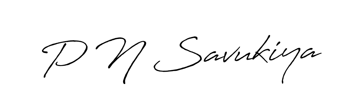 Make a beautiful signature design for name P N Savukiya. With this signature (Antro_Vectra_Bolder) style, you can create a handwritten signature for free. P N Savukiya signature style 7 images and pictures png