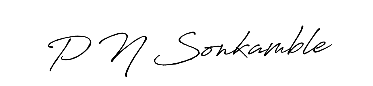How to make P N Sonkamble name signature. Use Antro_Vectra_Bolder style for creating short signs online. This is the latest handwritten sign. P N Sonkamble signature style 7 images and pictures png
