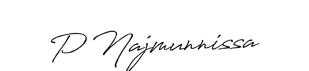 Also we have P Najmunnissa name is the best signature style. Create professional handwritten signature collection using Antro_Vectra_Bolder autograph style. P Najmunnissa signature style 7 images and pictures png