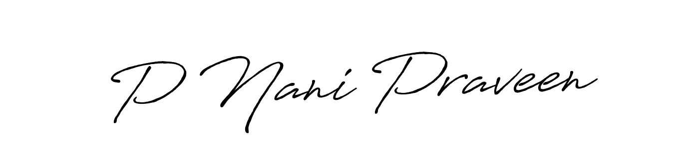 You can use this online signature creator to create a handwritten signature for the name P Nani Praveen. This is the best online autograph maker. P Nani Praveen signature style 7 images and pictures png