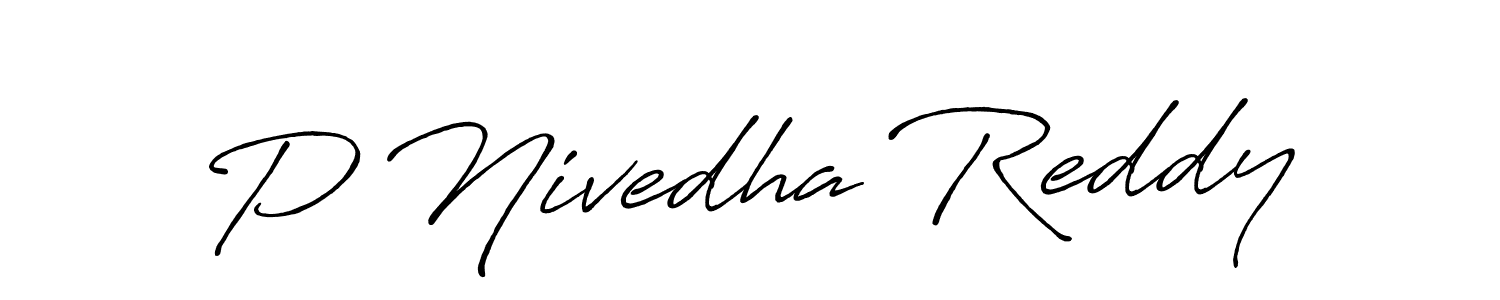 How to make P Nivedha Reddy name signature. Use Antro_Vectra_Bolder style for creating short signs online. This is the latest handwritten sign. P Nivedha Reddy signature style 7 images and pictures png