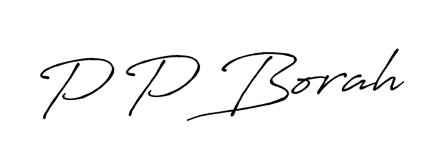 P P Borah stylish signature style. Best Handwritten Sign (Antro_Vectra_Bolder) for my name. Handwritten Signature Collection Ideas for my name P P Borah. P P Borah signature style 7 images and pictures png