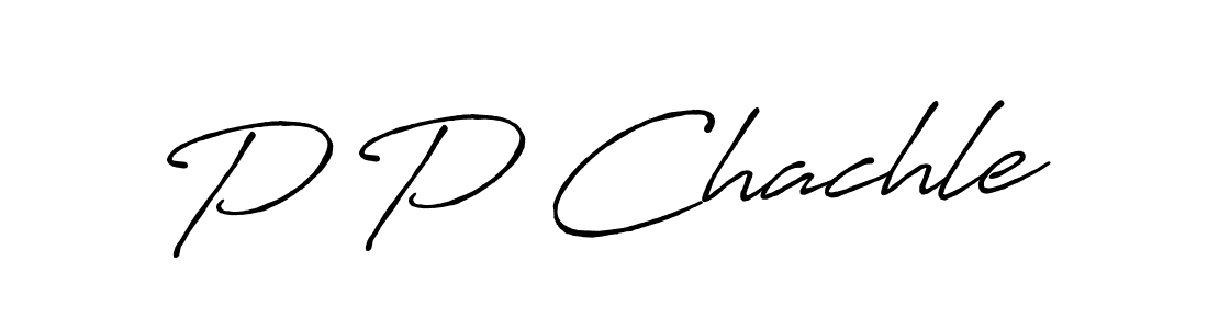 The best way (Antro_Vectra_Bolder) to make a short signature is to pick only two or three words in your name. The name P P Chachle include a total of six letters. For converting this name. P P Chachle signature style 7 images and pictures png