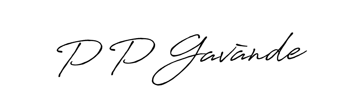 How to make P P Gavànde name signature. Use Antro_Vectra_Bolder style for creating short signs online. This is the latest handwritten sign. P P Gavànde signature style 7 images and pictures png