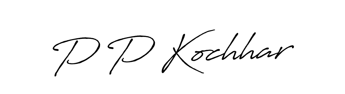 How to make P P Kochhar name signature. Use Antro_Vectra_Bolder style for creating short signs online. This is the latest handwritten sign. P P Kochhar signature style 7 images and pictures png