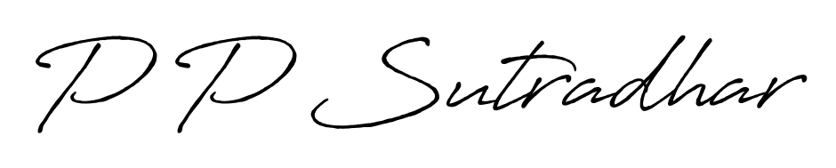 A modern signature idea for name P P Sutradhar using Antro_Vectra_Bolder font. Clean strokes and elegant curves make it stand out instantly. P P Sutradhar signature style 7 images and pictures png