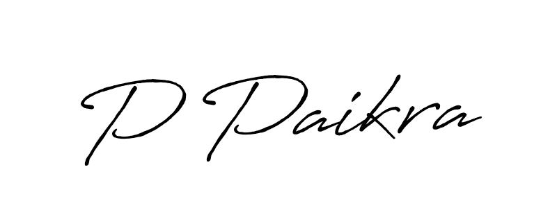Design your own signature with our free online signature maker. With this signature software, you can create a handwritten (Antro_Vectra_Bolder) signature for name P Paikra. P Paikra signature style 7 images and pictures png